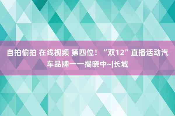 自拍偷拍 在线视频 第四位！“双12”直播活动汽车品牌一一揭晓中~|长城