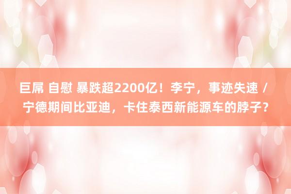 巨屌 自慰 暴跌超2200亿！李宁，事迹失速 / 宁德期间比亚迪，卡住泰西新能源车的脖子？