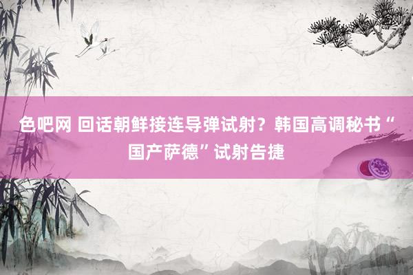 色吧网 回话朝鲜接连导弹试射？韩国高调秘书“国产萨德”试射告捷