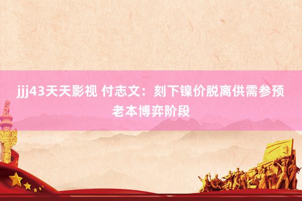 jjj43天天影视 付志文：刻下镍价脱离供需参预老本博弈阶段