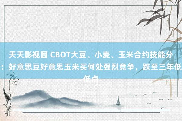 天天影视圈 CBOT大豆、小麦、玉米合约技能分析：好意思豆好意思玉米买何处强烈竞争，跌至三年低点
