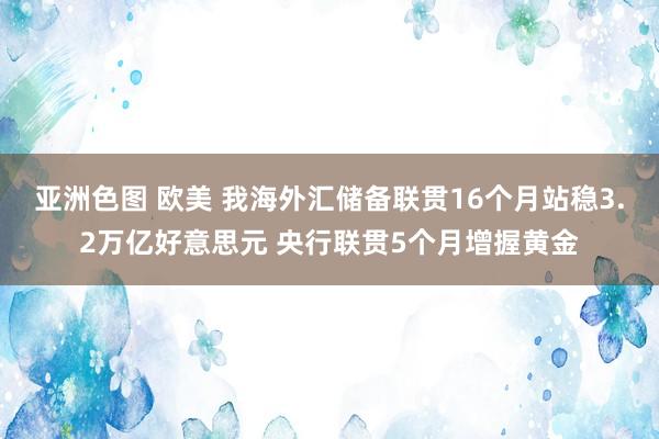 亚洲色图 欧美 我海外汇储备联贯16个月站稳3.2万亿好意思元 央行联贯5个月增握黄金