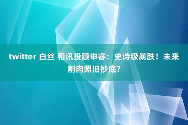 twitter 白丝 和讯投顾申睿：史诗级暴跌！未来割肉照旧抄底？